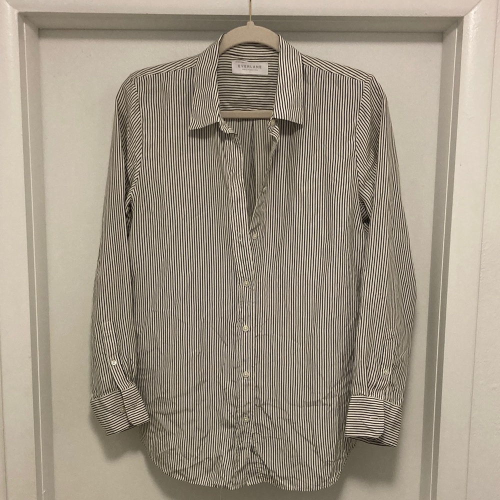 Everlane Black and White Striped Button-down Shirt